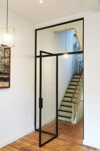 Portes en Verre avec Cadres en Acier Noir